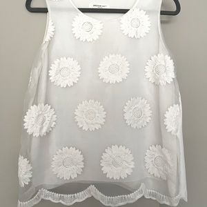 From Korea - Floral Chiffon Sleeveless Blouse